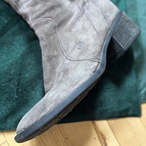 BORN Cotto Grey Oil Suede Full Zip & Back Laces Lined Knee High Boot - Size 11M